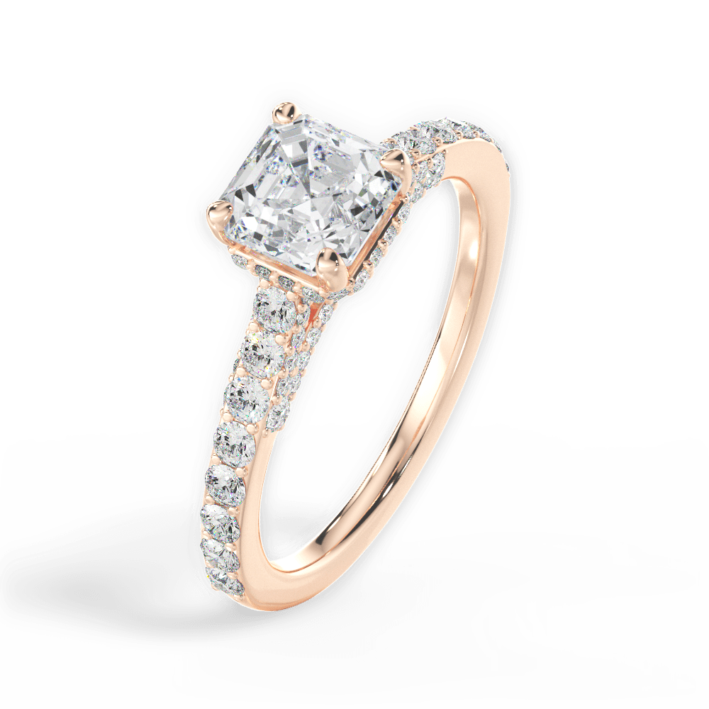 Laura Asscher Cut Lab Grown Diamond 18Kt Rose Gold Engagement Ring - View 3