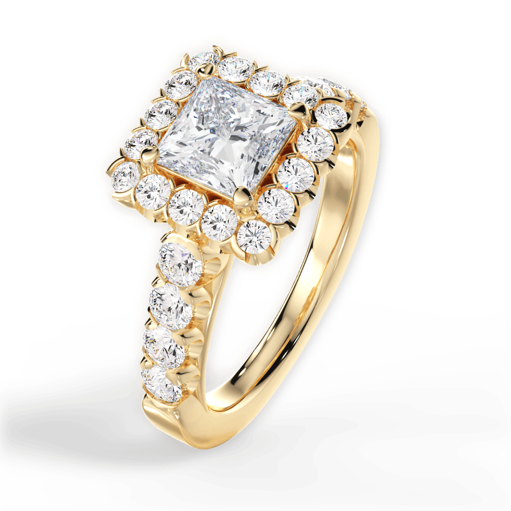 Lacey Princess Cut Lab Grown Diamond 18Kt Yellow Gold Engagement Ring - View 2
