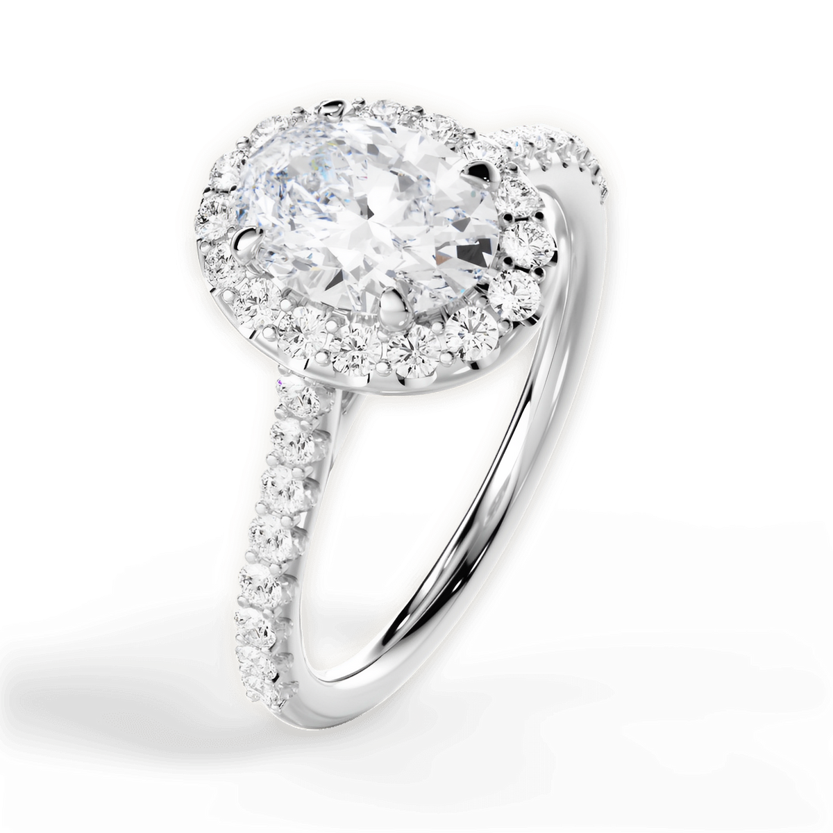 Leah Oval Cut Lab Grown Diamond Platinum Engagement Ring - View 2