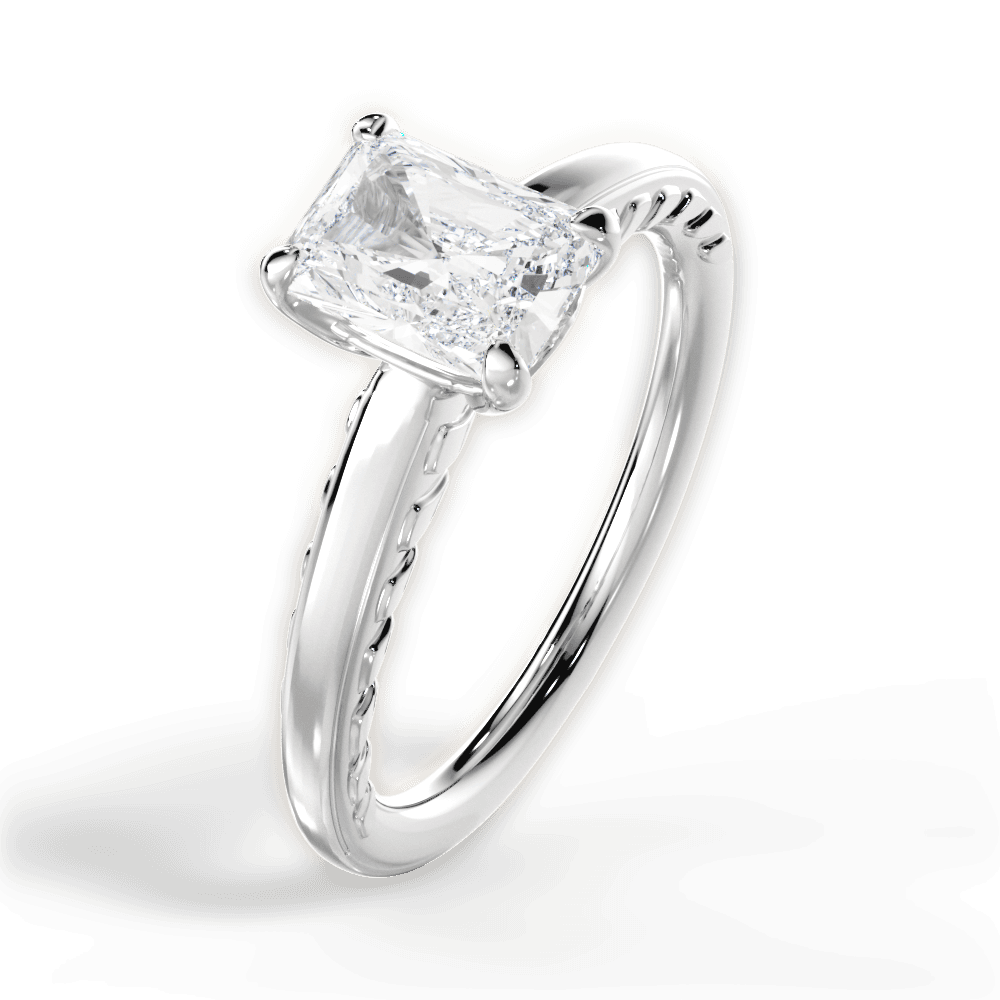 Annette Radiant Cut Lab Grown Diamond 18Kt White Gold Engagement Ring - View 3