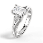 Isabel Emerald Cut Lab Grown Diamond 18Kt White Gold Engagement Ring - View 4