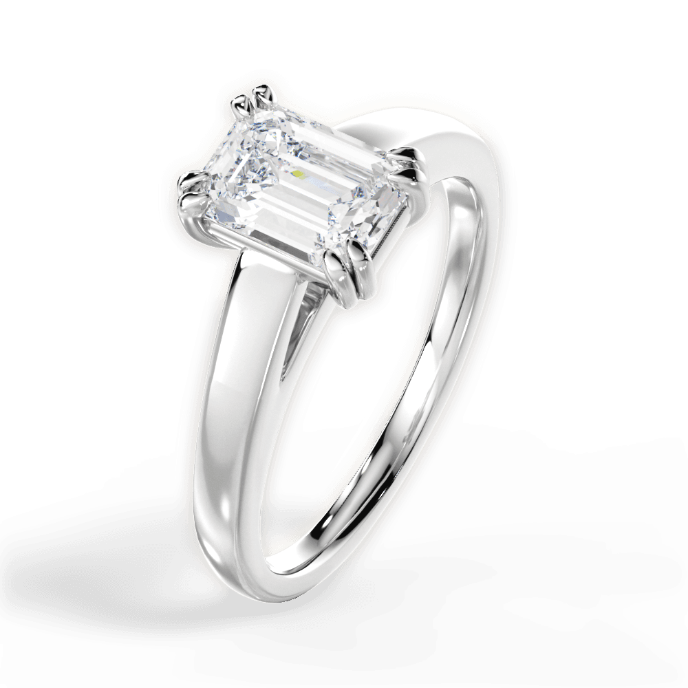 Anna Emerald Cut Lab Grown Diamond 18Kt White Gold Engagement Ring - View 2