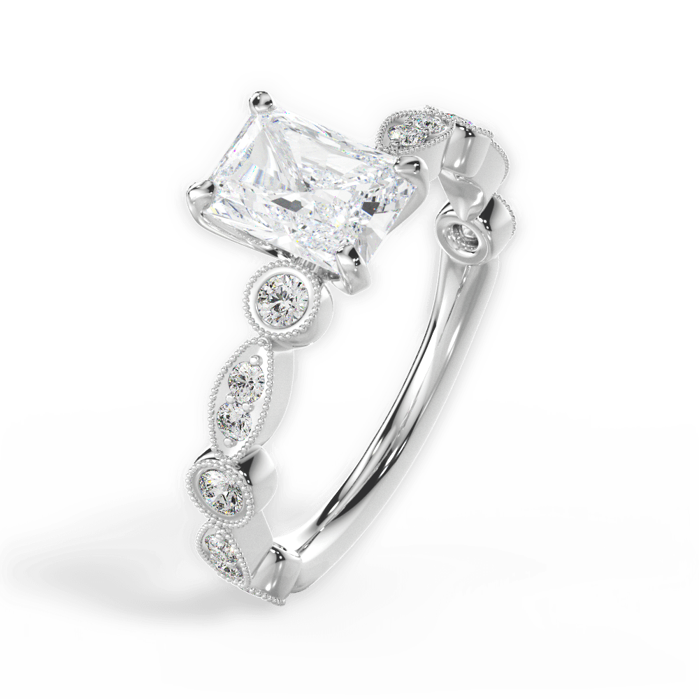 Edith Radiant Cut Lab Grown Diamond 18Kt White Gold Engagement Ring - View 2