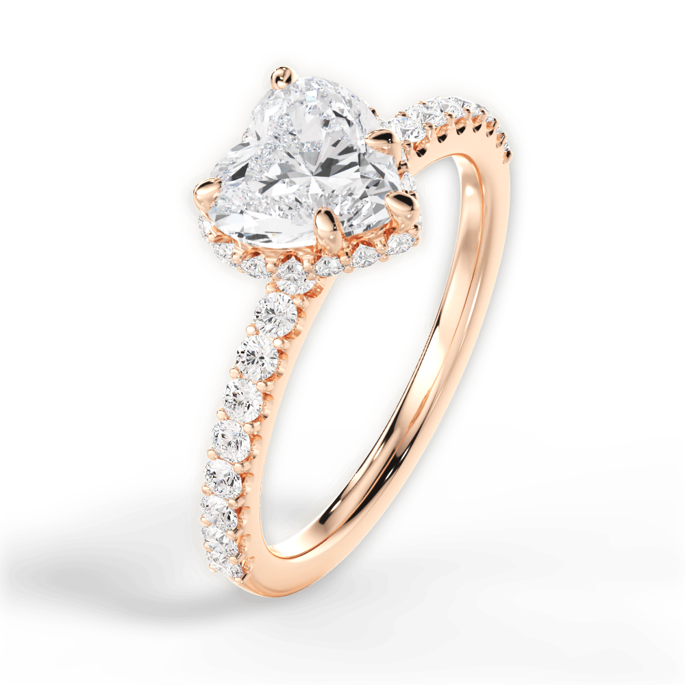 Isabella Heart Cut Lab Grown Diamond 18Kt Rose Gold Engagement Ring - View 3