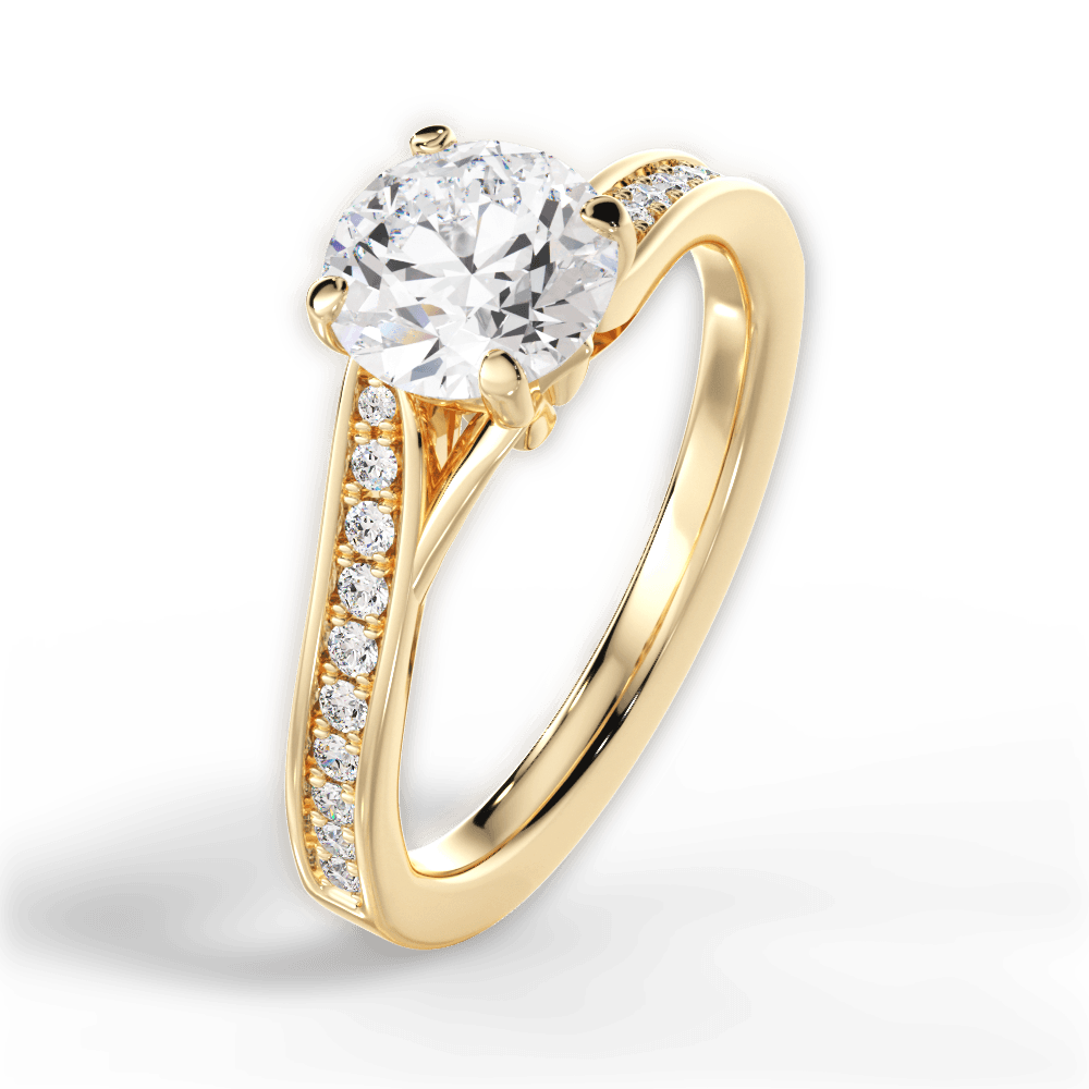 Elise Round Cut Lab Grown Diamond 18Kt Yellow Gold Engagement Ring - View 3