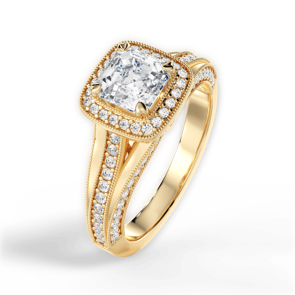 Lillian Asscher Cut Lab Grown Diamond 18Kt Yellow Gold Engagement Ring - View 4