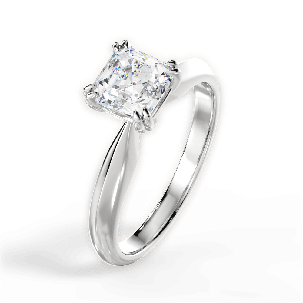 Anastasia Asscher Cut Lab Grown Diamond 18Kt White Gold Engagement Ring - View 2