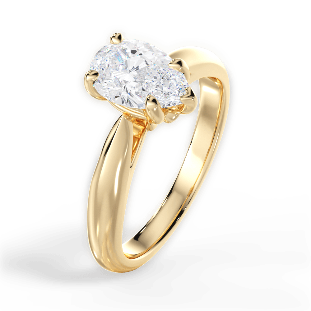 Dolores Pear Cut Lab Grown Diamond 18Kt Yellow Gold Engagement Ring - View 4