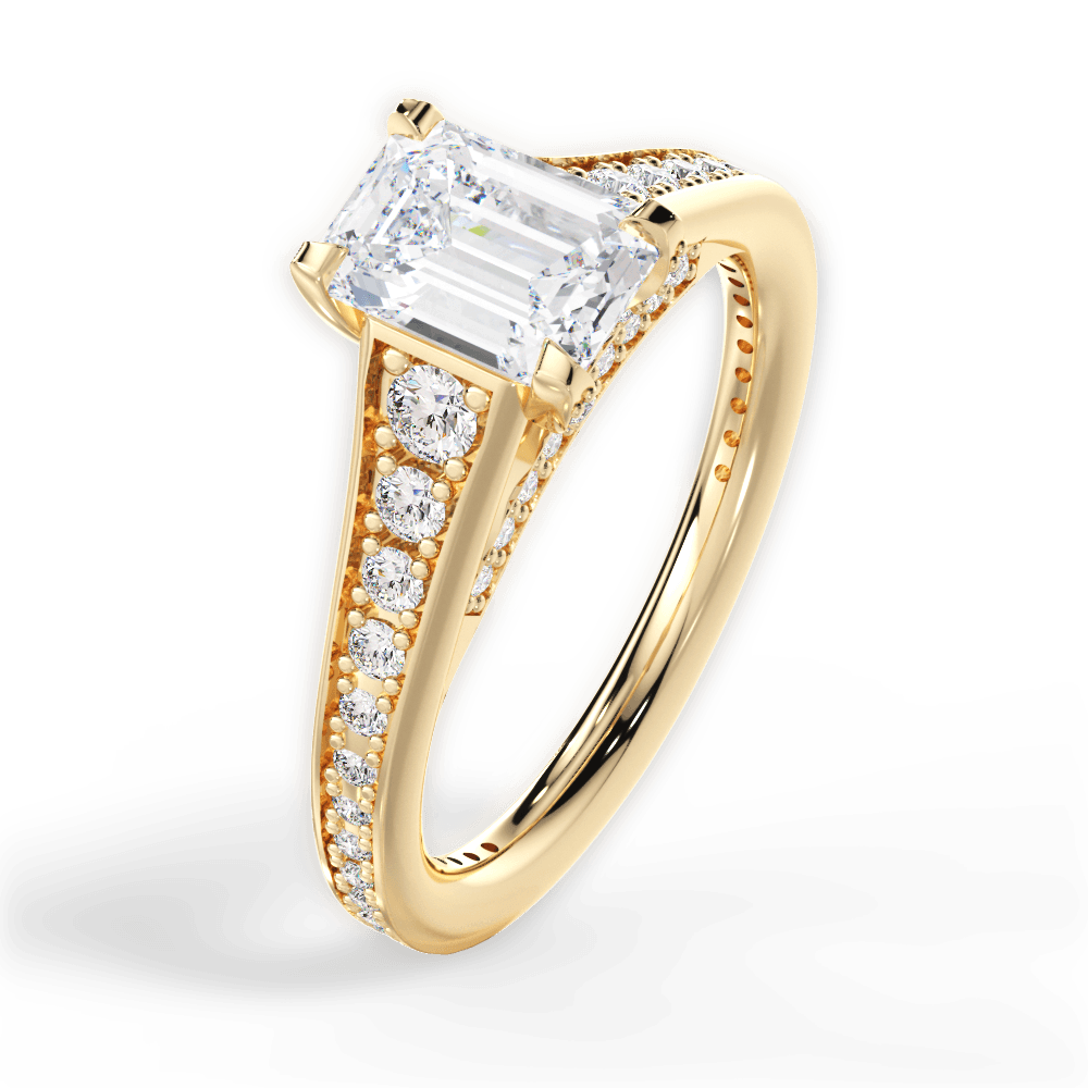 Leslie Emerald Cut Lab Grown Diamond 18Kt Yellow Gold Engagement Ring - View 3
