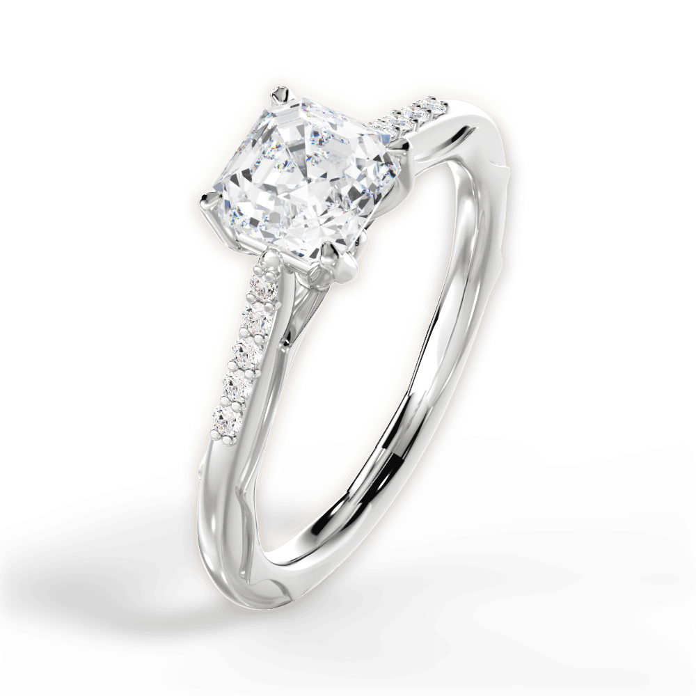 Christina Asscher Cut Lab Grown Diamond Platinum Engagement Ring - View 4