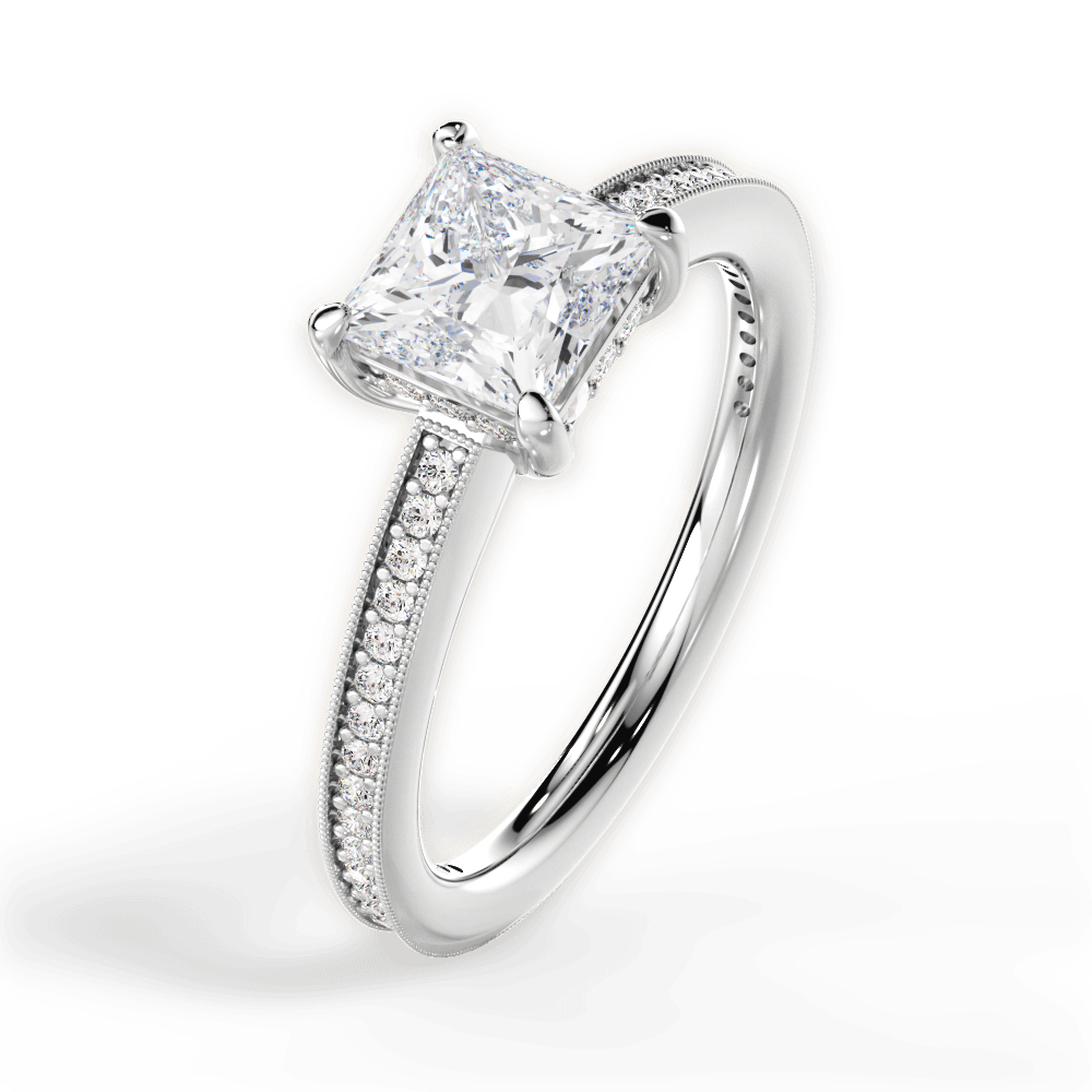Janet Princess Cut Lab Grown Diamond 14Kt White Gold Engagement Ring - View 2