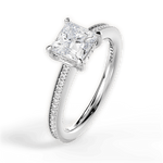 Janet Princess Cut Lab Grown Diamond 14Kt White Gold Engagement Ring - View 2