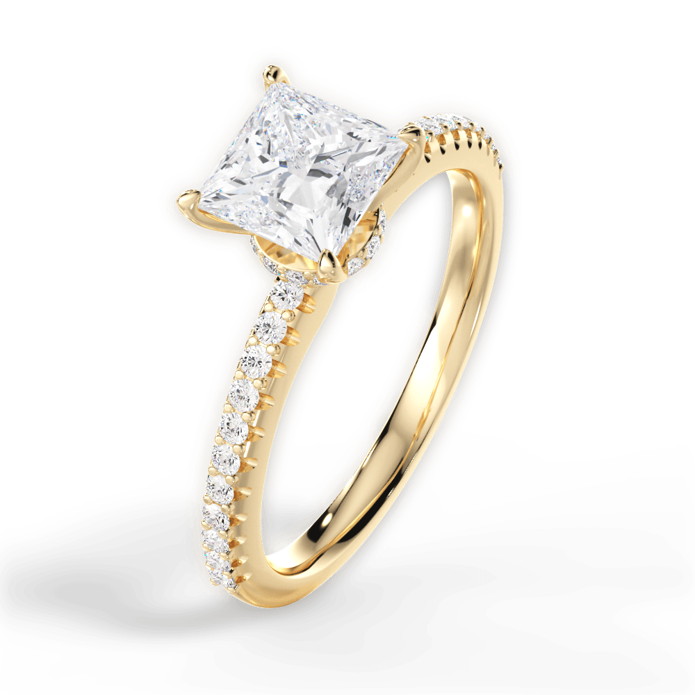 Giselle Princess Cut Lab Grown Diamond 18Kt Yellow Gold Engagement Ring - View 4