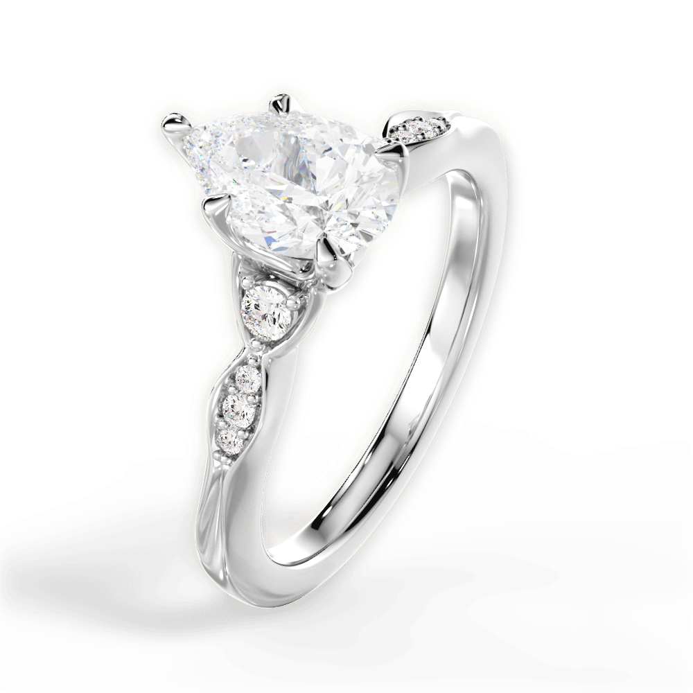 Cassie Pear Cut Lab Grown Diamond 18Kt White Gold Engagement Ring - View 4
