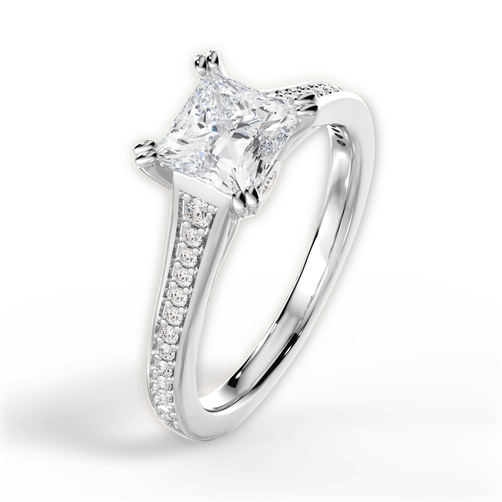 Delia Princess Cut Lab Grown Diamond 18Kt White Gold Engagement Ring - View 2