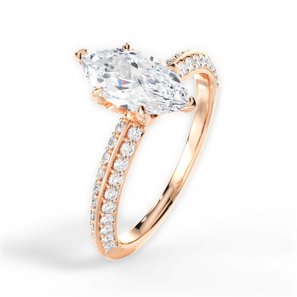 Gail Marquise Cut Lab Grown Diamond 18Kt Rose Gold Engagement Ring - View 4