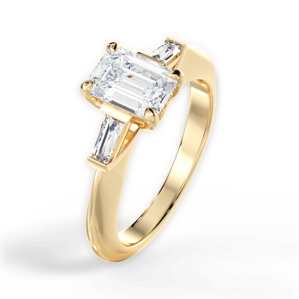 Emily Emerald Cut Lab Grown Diamond 18Kt Yellow Gold Engagement Ring - View 3