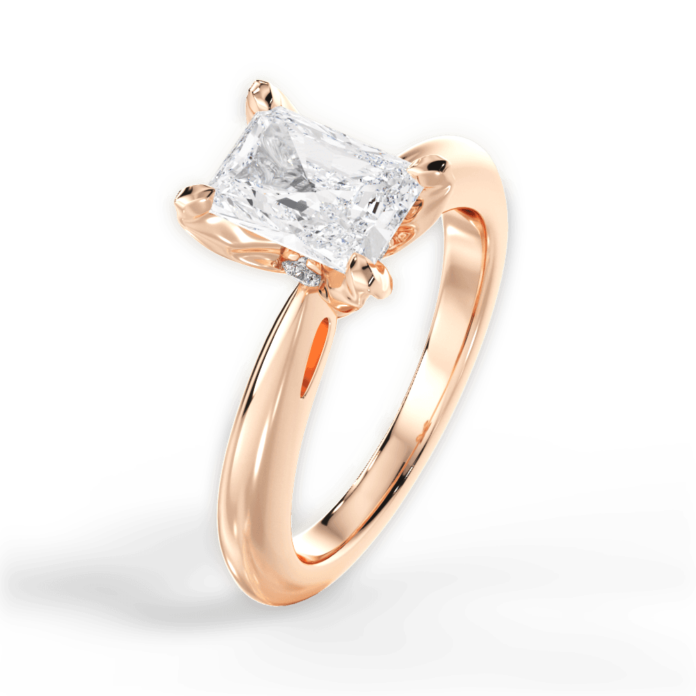Elaine Radiant Cut Lab Grown Diamond 18Kt Rose Gold Engagement Ring - View 3