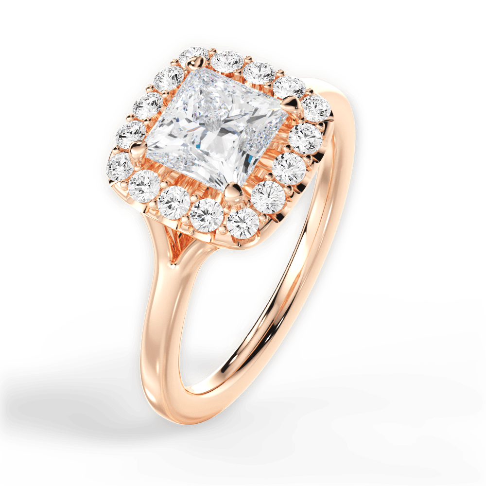 Geneva Princess Cut Lab Grown Diamond 18Kt Rose Gold Engagement Ring - View 2