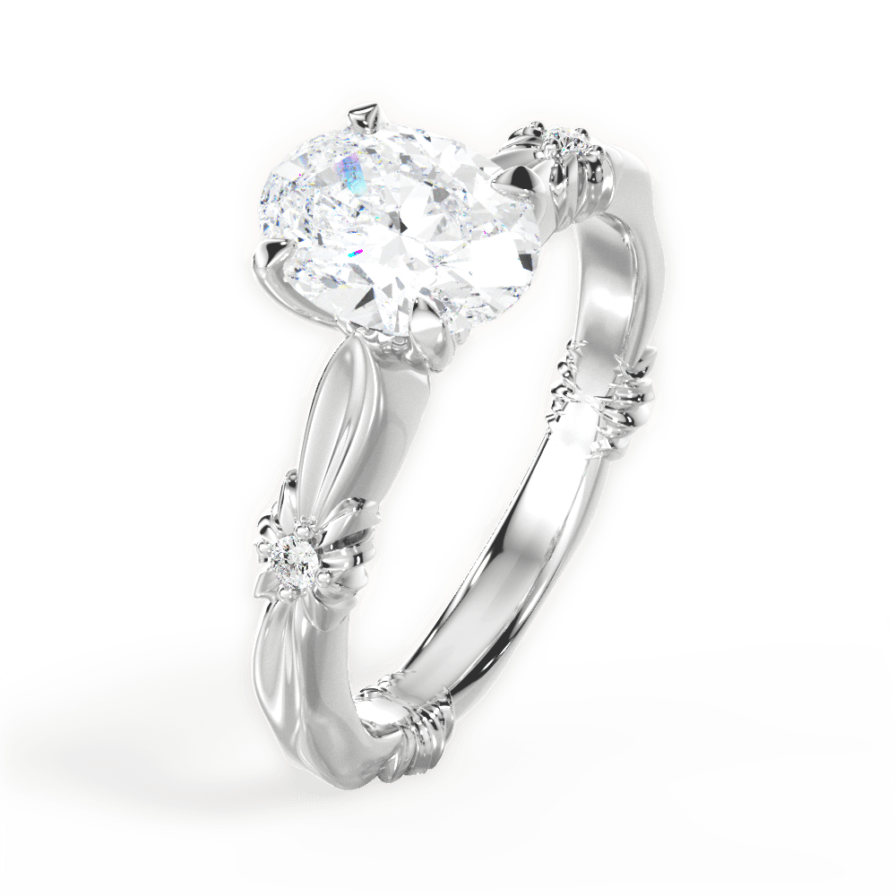 Claire Oval Cut Lab Grown Diamond Platinum Engagement Ring - View 3