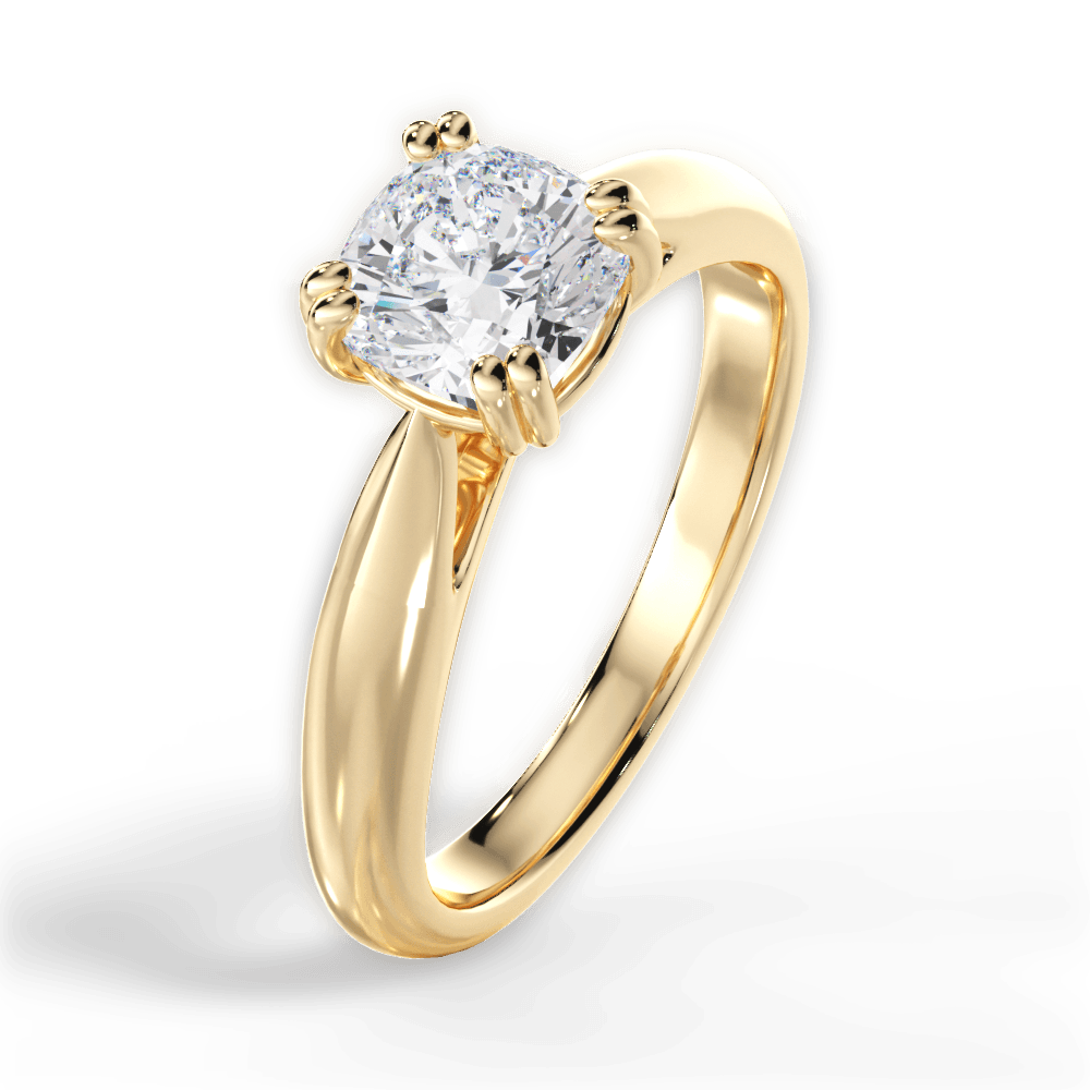Gillian Cushion Cut Lab Grown Diamond 18Kt Yellow Gold Engagement Ring - View 2