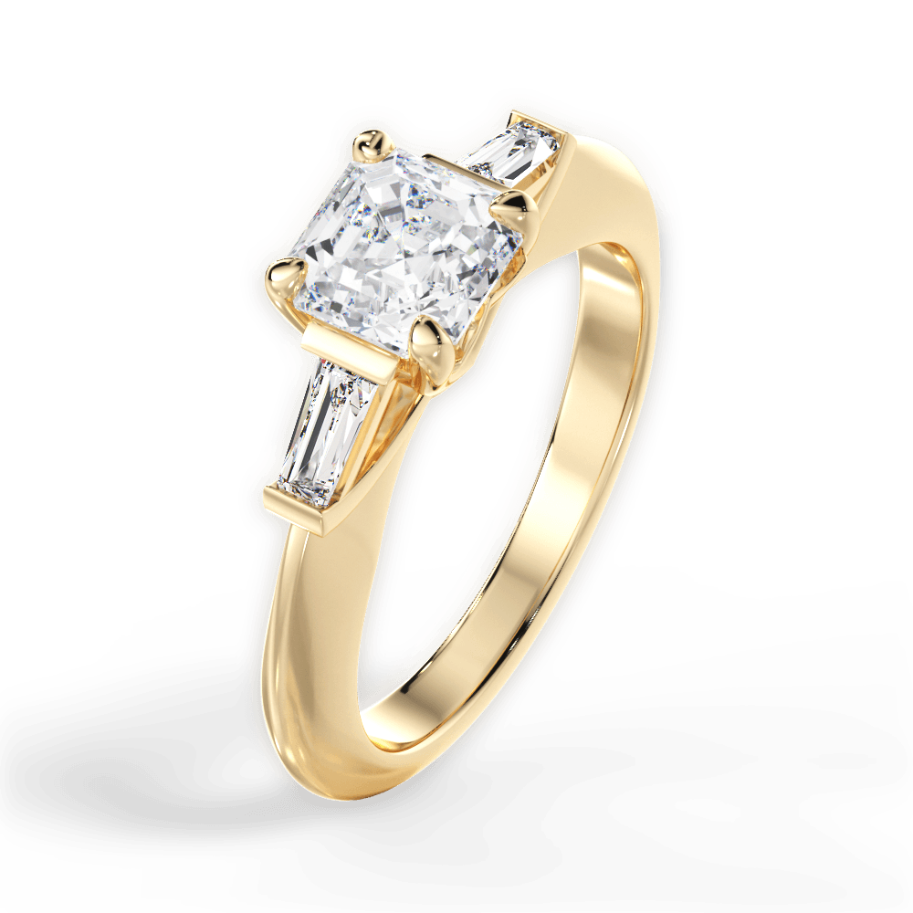 Emily Asscher Cut Lab Grown Diamond 18Kt Yellow Gold Engagement Ring - View 3