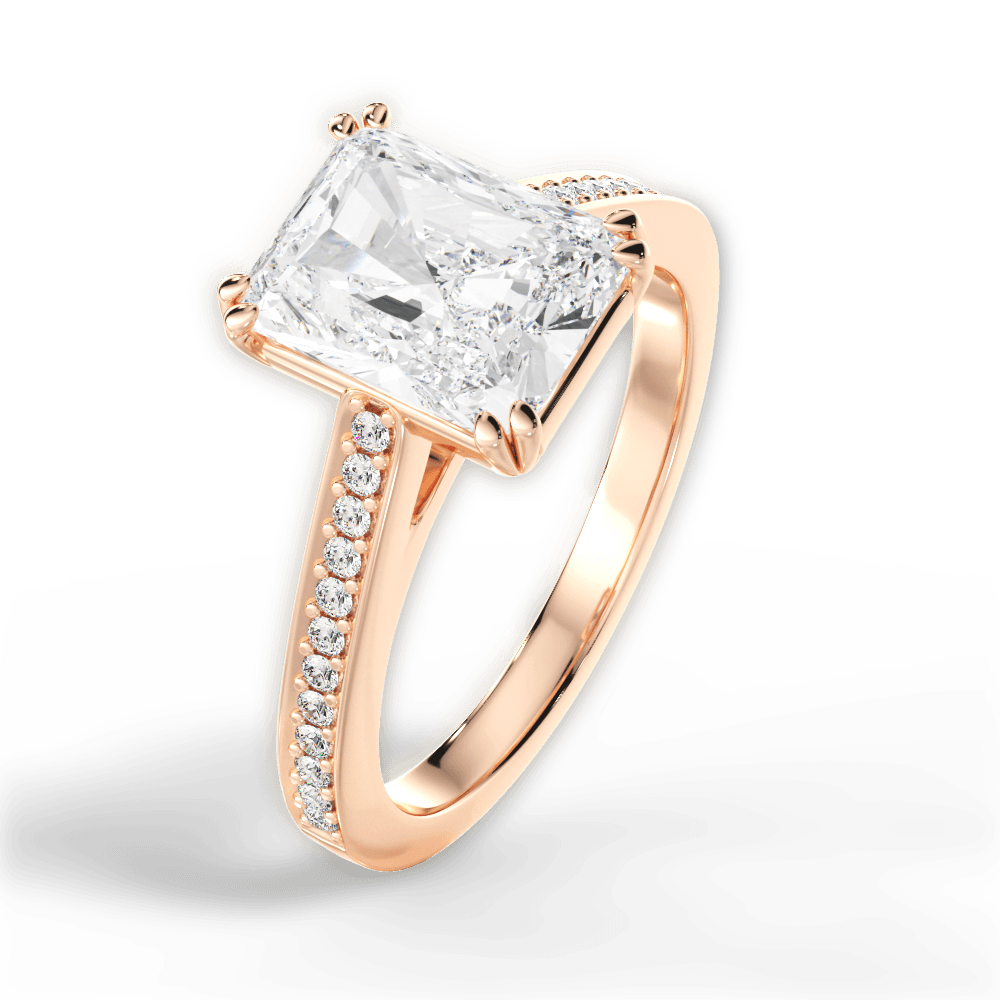 Denise Radiant Cut Lab Grown Diamond 18Kt Rose Gold Engagement Ring - View 2