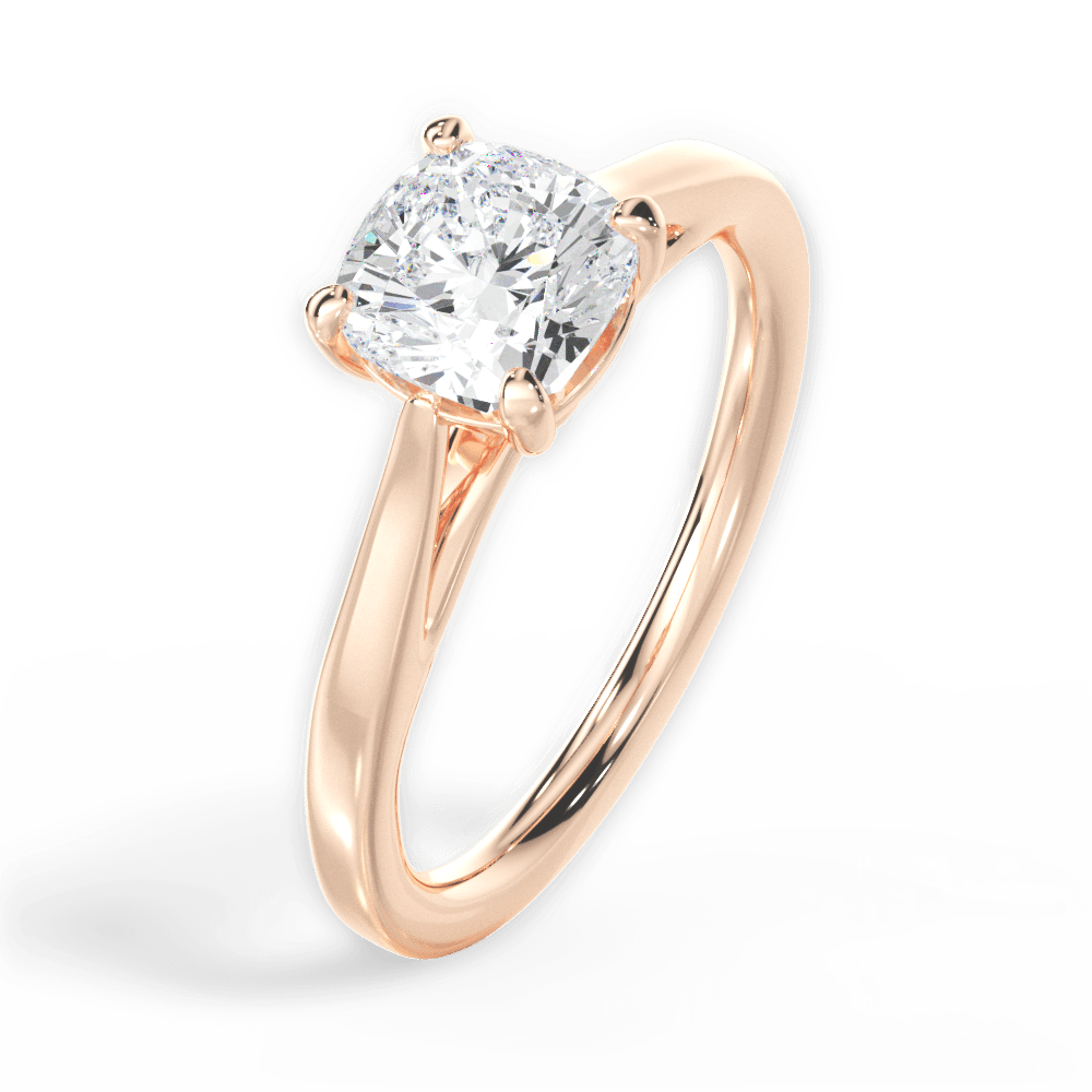 Angie Cushion Cut Lab Grown Diamond 18Kt Rose Gold Engagement Ring - View 4