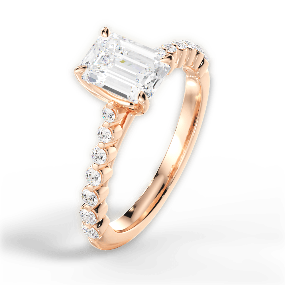 Dana Emerald Cut Lab Grown Diamond 18Kt Rose Gold Engagement Ring - View 4
