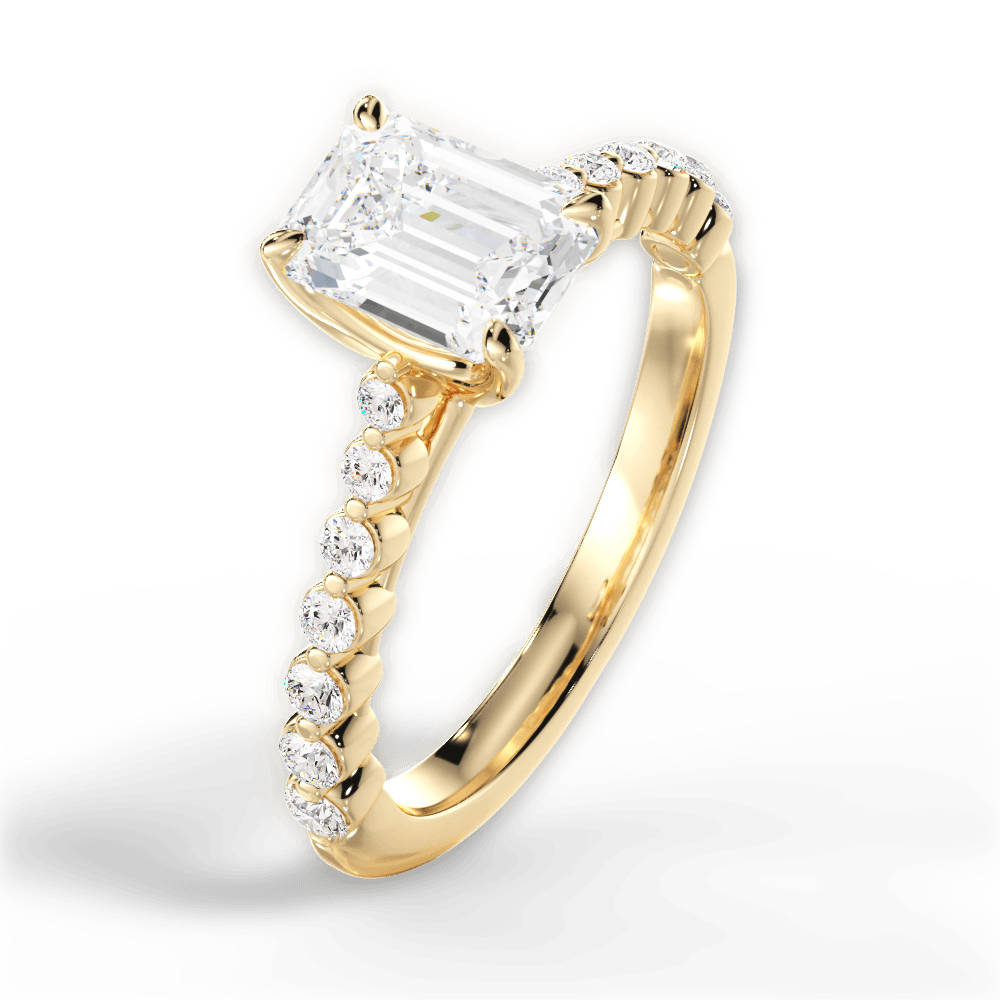 Dana Emerald Cut Lab Grown Diamond 18Kt Yellow Gold Engagement Ring - View 2