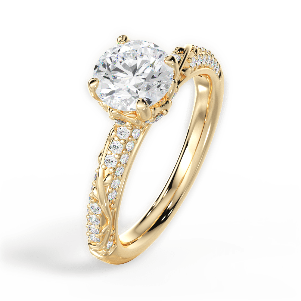 Josephine Round Cut Lab Grown Diamond 18Kt Yellow Gold Engagement Ring - View 4