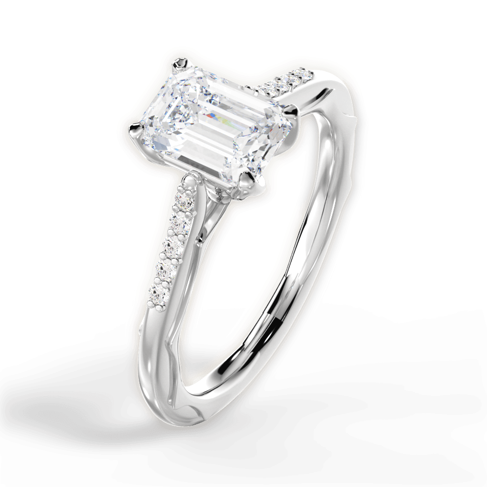Christina Emerald Cut Lab Grown Diamond Platinum Engagement Ring - View 4