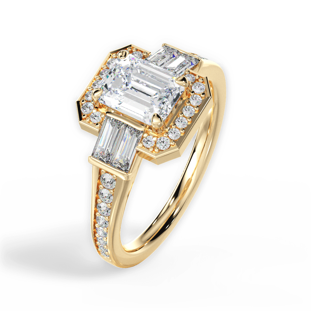 Katherine Emerald Cut Lab Grown Diamond 18Kt Yellow Gold Engagement Ring - View 3