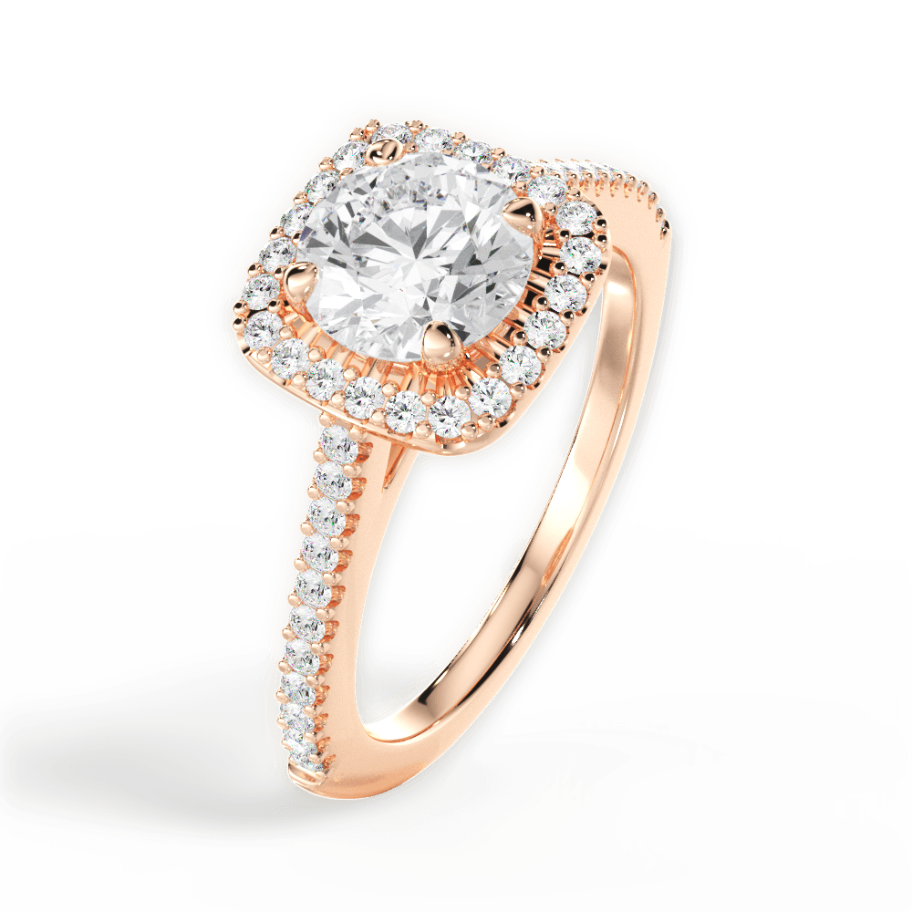 Jeanne Round Cut Lab Grown Diamond 18Kt Rose Gold Engagement Ring - View 2