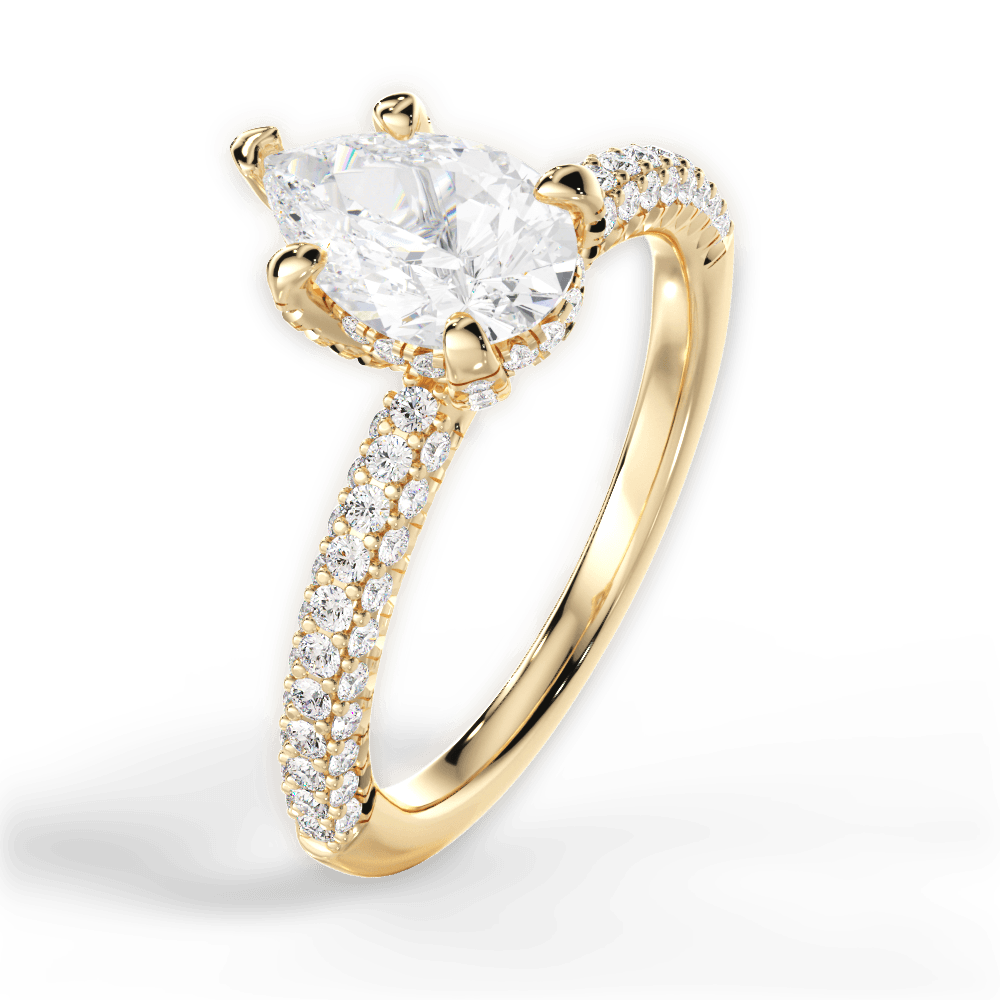 Lisa Pear Cut Lab Grown Diamond 18Kt Yellow Gold Engagement Ring - View 2