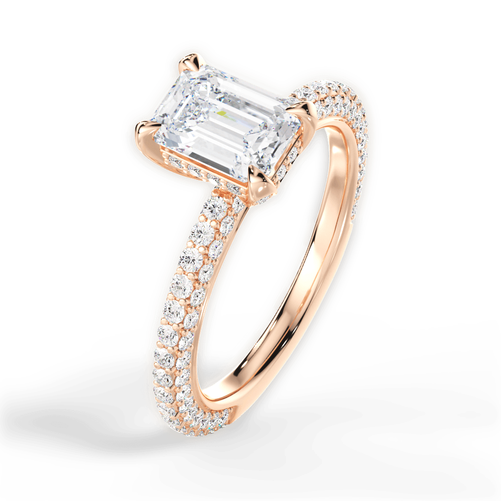 Madeline Emerald Cut Lab Grown Diamond 18Kt Rose Gold Engagement Ring - View 4