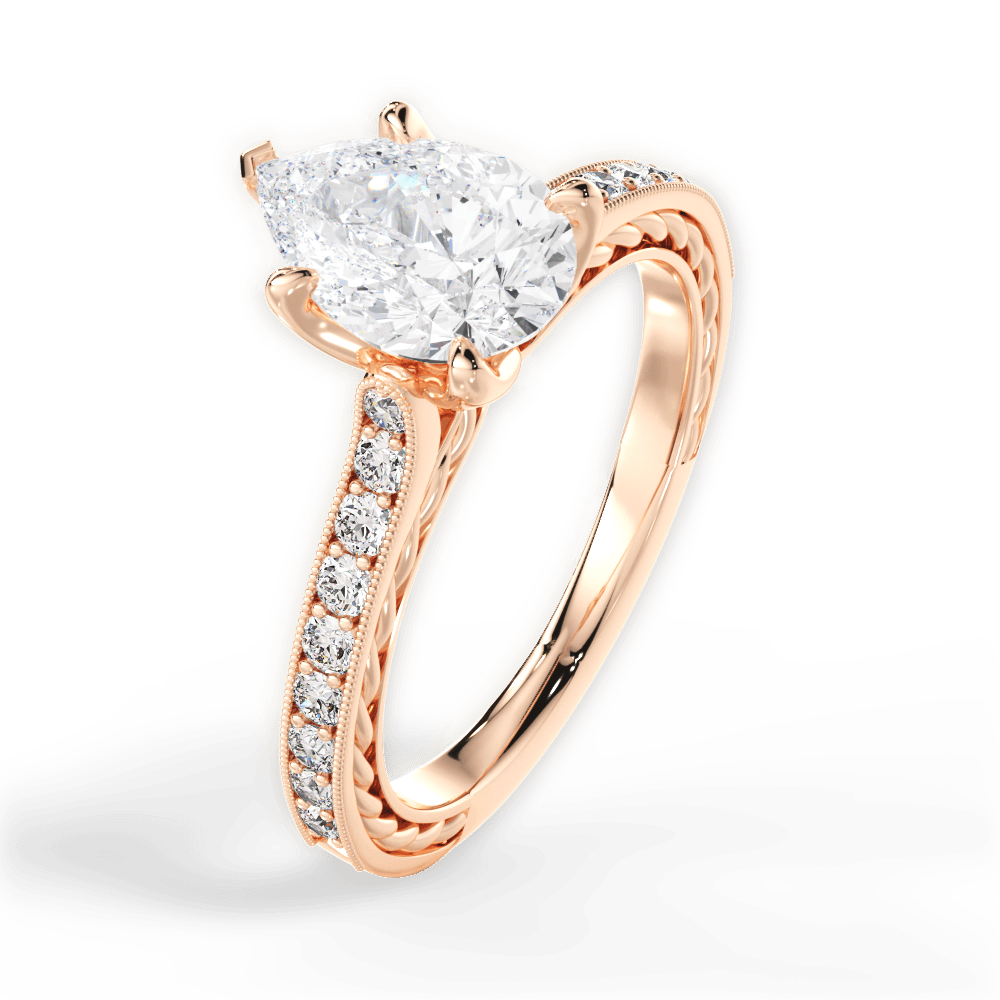 Gilda Pear Cut Lab Grown Diamond 18Kt Rose Gold Engagement Ring - View 3