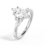 Cynthia Marquise Cut Lab Grown Diamond 14Kt White Gold Engagement Ring - View 3