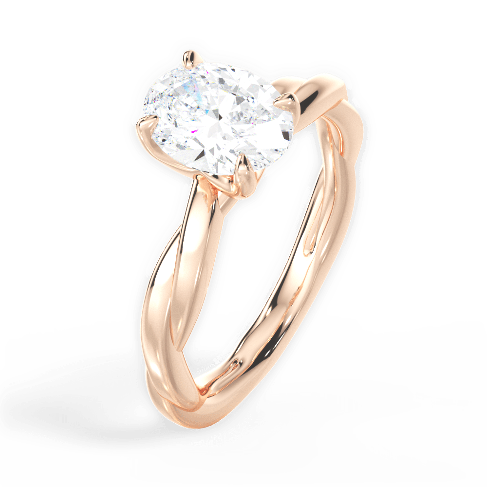 Bianca Oval Cut Lab Grown Diamond 18Kt Rose Gold Engagement Ring - View 3