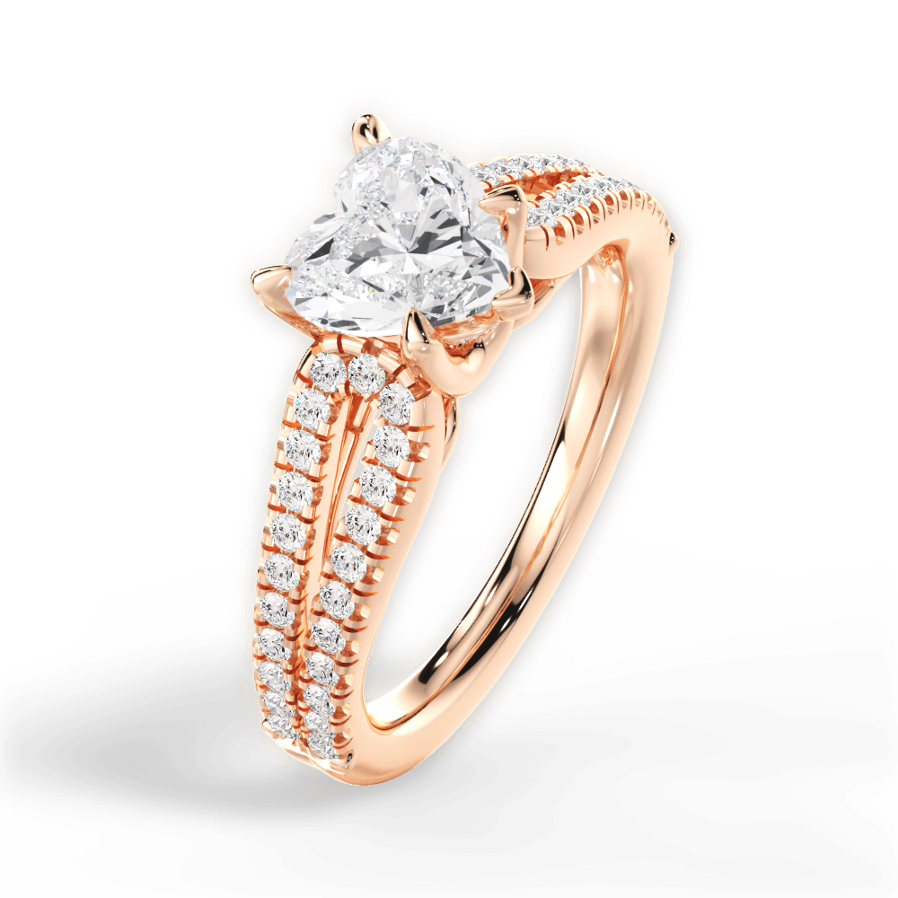 Jessica Heart Cut Lab Grown Diamond 18Kt Rose Gold Engagement Ring - View 3