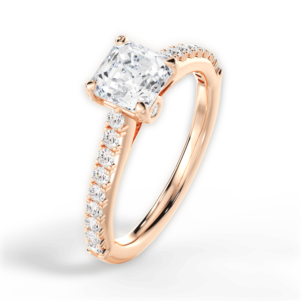 Frances Asscher Cut Lab Grown Diamond 18Kt Rose Gold Engagement Ring - View 2