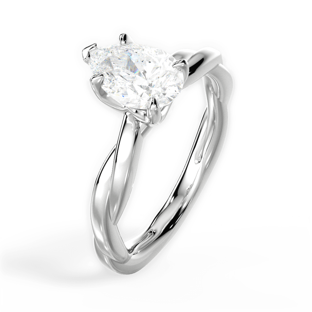 Bianca Pear Cut Lab Grown Diamond 18Kt White Gold Engagement Ring - View 4