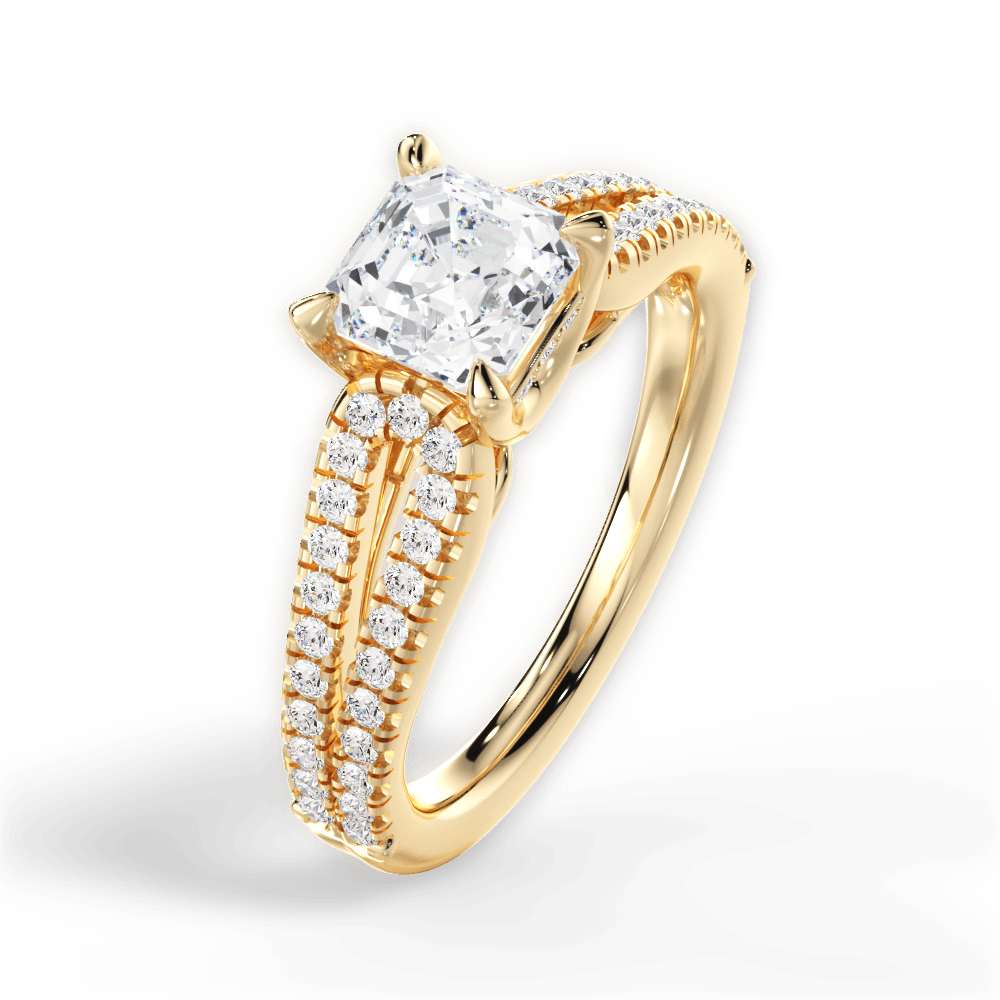 Jessica Asscher Cut Lab Grown Diamond 18Kt Yellow Gold Engagement Ring - View 4