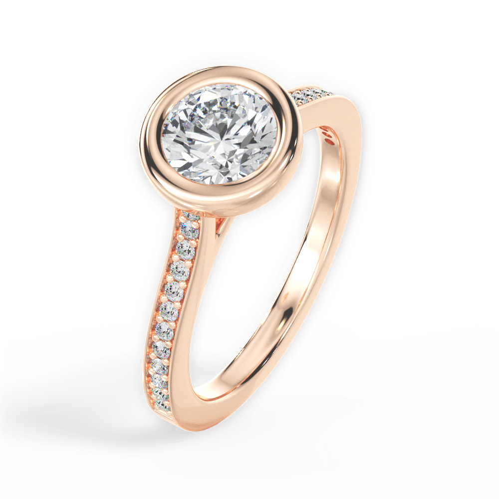 Deanna Round Cut Lab Grown Diamond 18Kt Rose Gold Engagement Ring - View 3