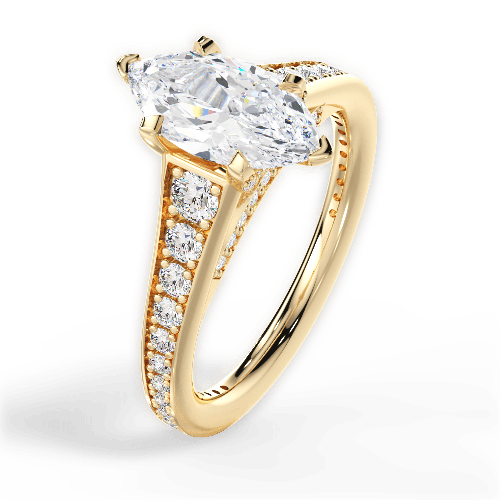 Leslie Marquise Cut Lab Grown Diamond 18Kt Yellow Gold Engagement Ring - View 2