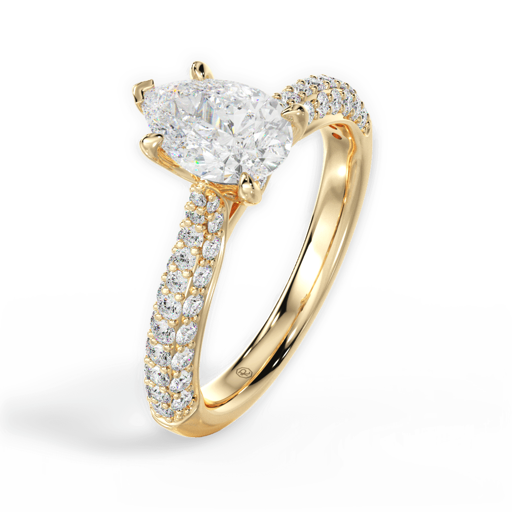 Kira Pear Cut Lab Grown Diamond 18Kt Yellow Gold Engagement Ring - View 4
