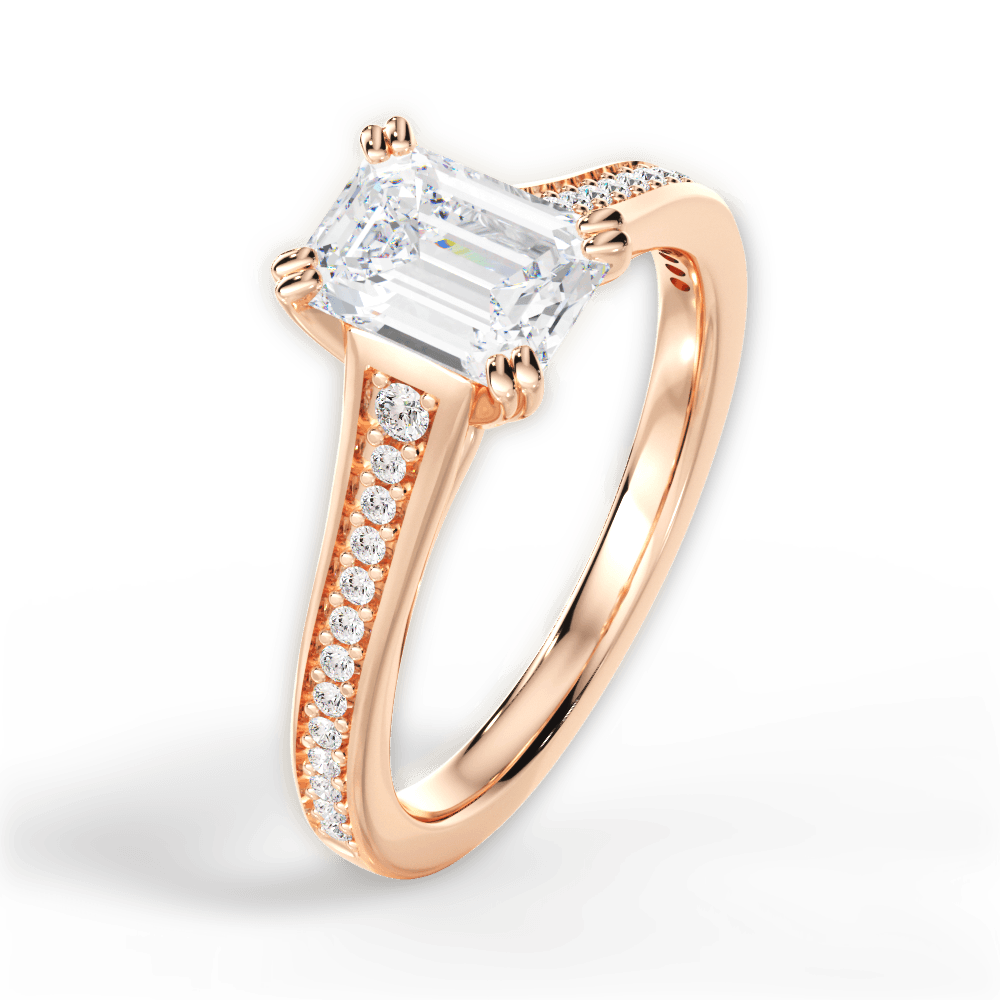 Delia Emerald Cut Lab Grown Diamond 18Kt Rose Gold Engagement Ring - View 2