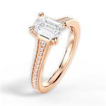 Delia Emerald Cut Lab Grown Diamond 18Kt Rose Gold Engagement Ring - View 2
