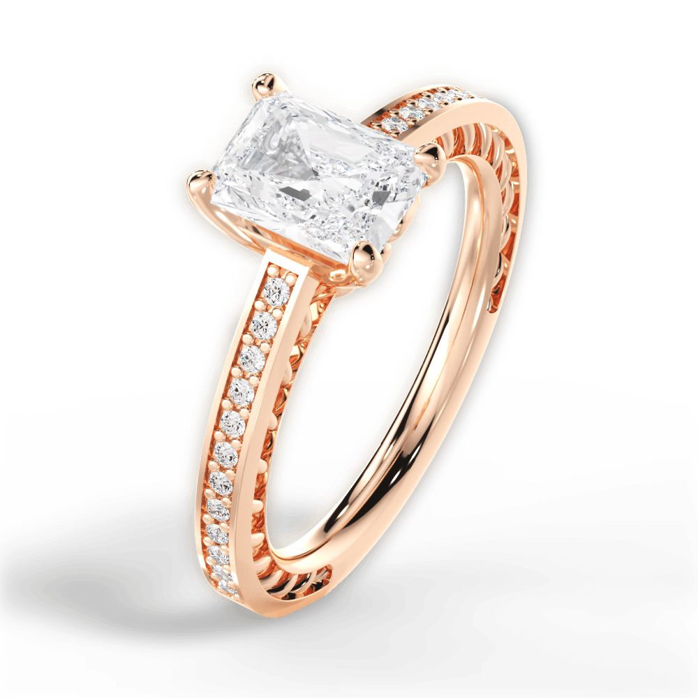 Donna Radiant Cut Lab Grown Diamond 18Kt Rose Gold Engagement Ring - View 4