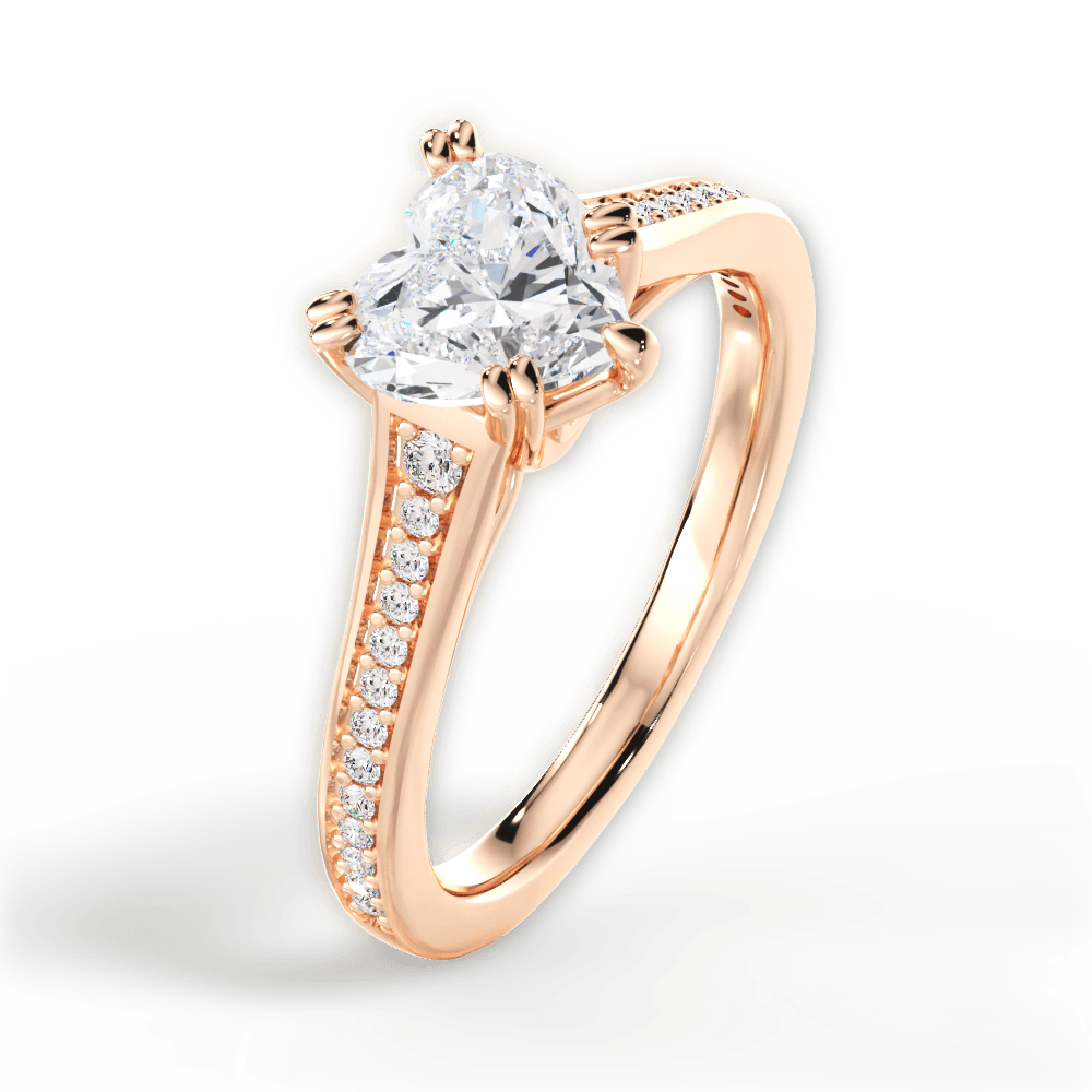 Delia Heart Cut Lab Grown Diamond 18Kt Rose Gold Engagement Ring - View 3